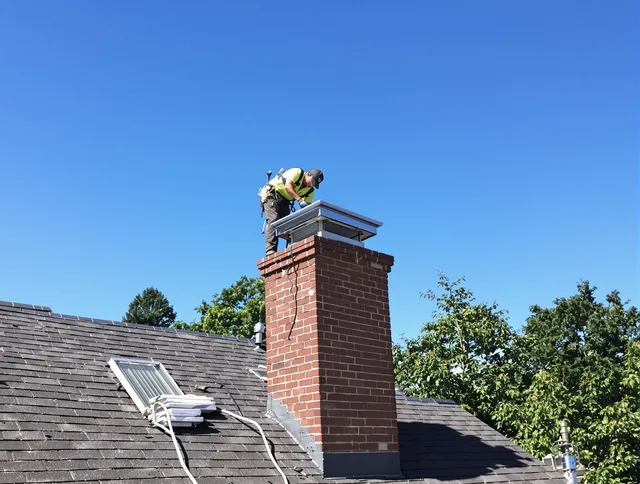 Tamarac Chimney Sweep technician measuring a chimney cap in Tamarac, FL