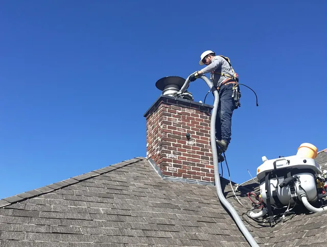 Dedicated Tamarac Chimney Sweep team member cleaning a chimney in Tamarac, FL