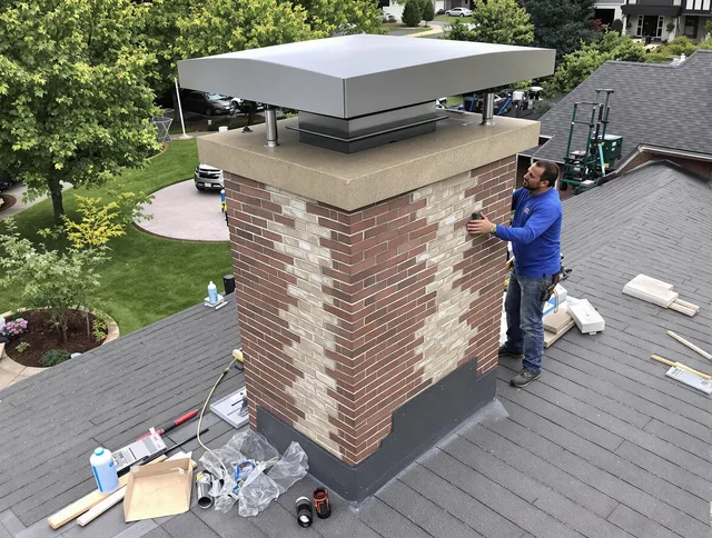 Tamarac Chimney Sweep team working on a custom chimney remodel in Tamarac, FL